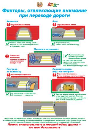 Факторы, отвлекающие внимание при переходе дороги